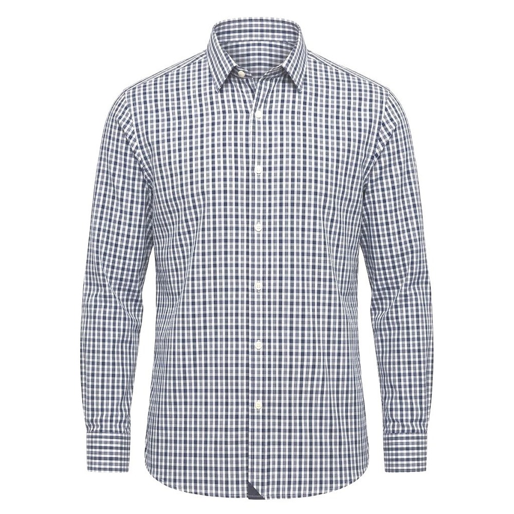 UNTUCKit Durif-WF 01096 Blue Gingham Wrinkle Free Shirt Mens Large Regular Fit